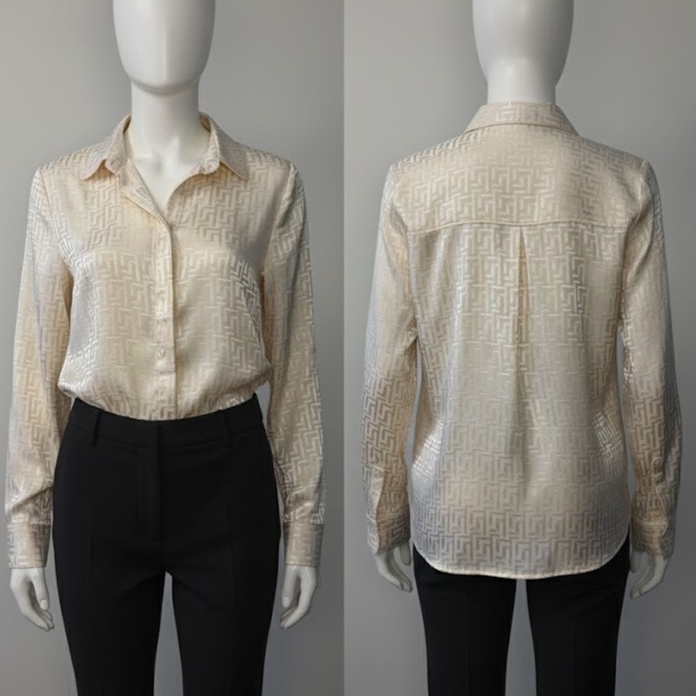 Cream Button-Up Women's Top from Express, Size S